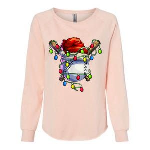 Christmas Baseball Xmas Christmas Lights Baseball Player Womens California Wash Sweatshirt