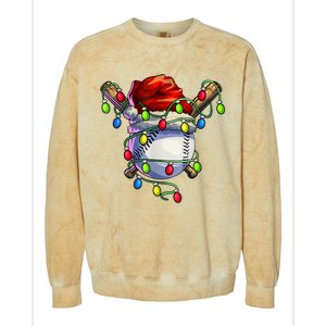 Christmas Baseball Xmas Christmas Lights Baseball Player Colorblast Crewneck Sweatshirt