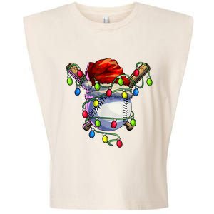 Christmas Baseball Xmas Christmas Lights Baseball Player Garment-Dyed Women's Muscle Tee