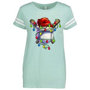 Christmas Baseball Xmas Christmas Lights Baseball Player Enza Ladies Jersey Football T-Shirt