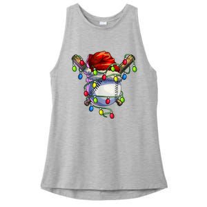 Christmas Baseball Xmas Christmas Lights Baseball Player Ladies PosiCharge Tri-Blend Wicking Tank