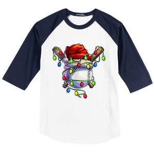 Christmas Baseball Xmas Christmas Lights Baseball Player Baseball Sleeve Shirt