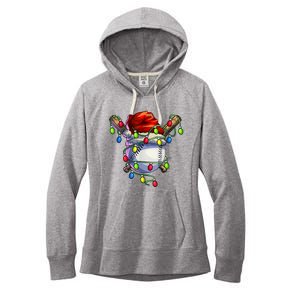 Christmas Baseball Xmas Christmas Lights Baseball Player Women's Fleece Hoodie