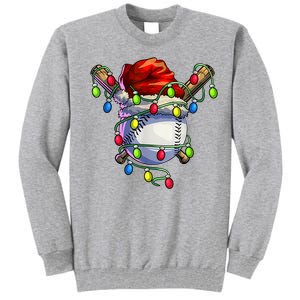 Christmas Baseball Xmas Christmas Lights Baseball Player Tall Sweatshirt