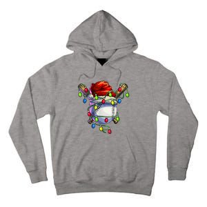 Christmas Baseball Xmas Christmas Lights Baseball Player Tall Hoodie