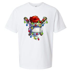 Christmas Baseball Xmas Christmas Lights Baseball Player Sueded Cloud Jersey T-Shirt