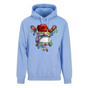 Christmas Baseball Xmas Christmas Lights Baseball Player Unisex Surf Hoodie