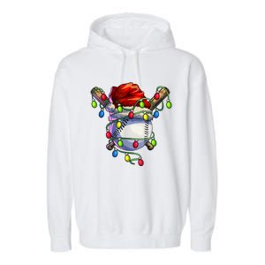 Christmas Baseball Xmas Christmas Lights Baseball Player Garment-Dyed Fleece Hoodie