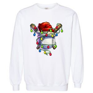 Christmas Baseball Xmas Christmas Lights Baseball Player Garment-Dyed Sweatshirt