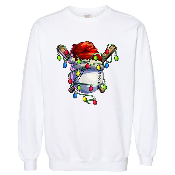 Christmas Baseball Xmas Christmas Lights Baseball Player Garment-Dyed Sweatshirt