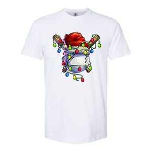 Christmas Baseball Xmas Christmas Lights Baseball Player Softstyle CVC T-Shirt