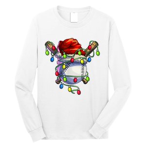 Christmas Baseball Xmas Christmas Lights Baseball Player Long Sleeve Shirt