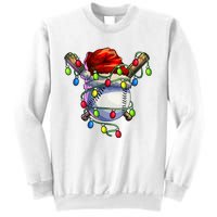 Christmas Baseball Xmas Christmas Lights Baseball Player Sweatshirt