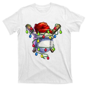 Christmas Baseball Xmas Christmas Lights Baseball Player T-Shirt