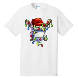 Christmas Baseball Xmas Christmas Lights Baseball Player Tall T-Shirt