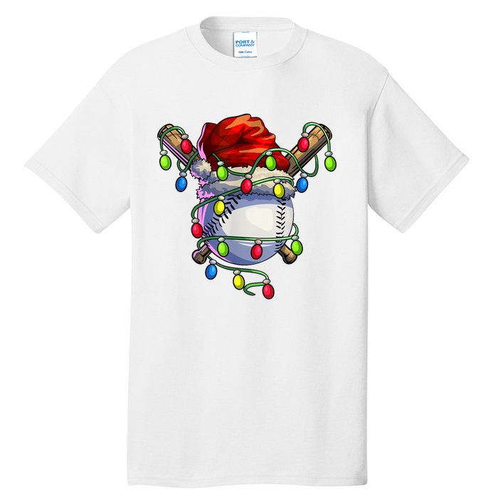 Christmas Baseball Xmas Christmas Lights Baseball Player Tall T-Shirt