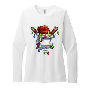 Christmas Baseball Xmas Christmas Lights Baseball Player Womens CVC Long Sleeve Shirt