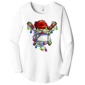 Christmas Baseball Xmas Christmas Lights Baseball Player Women's Perfect Tri Tunic Long Sleeve Shirt