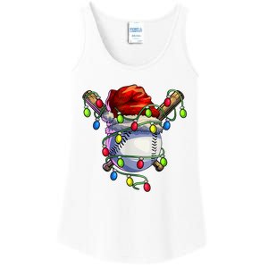 Christmas Baseball Xmas Christmas Lights Baseball Player Ladies Essential Tank