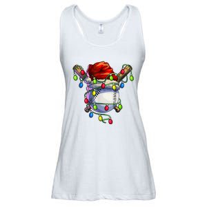 Christmas Baseball Xmas Christmas Lights Baseball Player Ladies Essential Flowy Tank