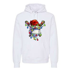 Christmas Baseball Xmas Christmas Lights Baseball Player Premium Hoodie