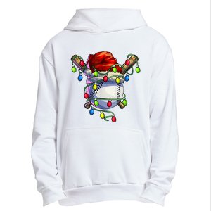 Christmas Baseball Xmas Christmas Lights Baseball Player Urban Pullover Hoodie