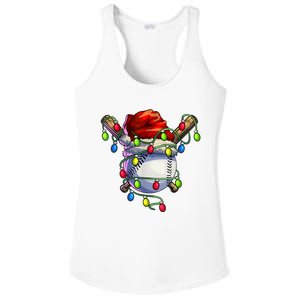 Christmas Baseball Xmas Christmas Lights Baseball Player Ladies PosiCharge Competitor Racerback Tank