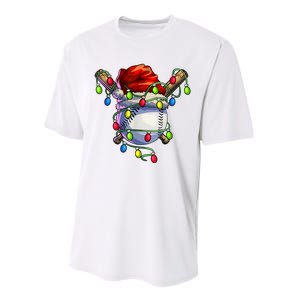 Christmas Baseball Xmas Christmas Lights Baseball Player Performance Sprint T-Shirt