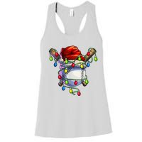 Christmas Baseball Xmas Christmas Lights Baseball Player Women's Racerback Tank