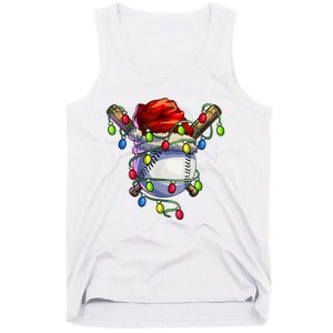 Christmas Baseball Xmas Christmas Lights Baseball Player Tank Top