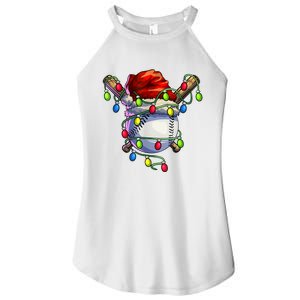 Christmas Baseball Xmas Christmas Lights Baseball Player Women's Perfect Tri Rocker Tank