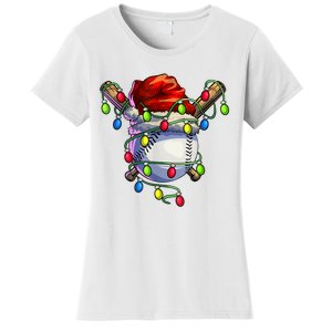 Christmas Baseball Xmas Christmas Lights Baseball Player Women's T-Shirt