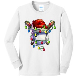 Christmas Baseball Xmas Christmas Lights Baseball Player Kids Long Sleeve Shirt