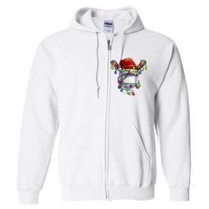 Christmas Baseball Xmas Christmas Lights Baseball Player Full Zip Hoodie