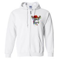 Christmas Baseball Xmas Christmas Lights Baseball Player Full Zip Hoodie