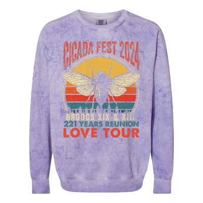 Cicada Brood Xiii Xix 2024 221 Years Reunion Love Colorblast Crewneck Sweatshirt