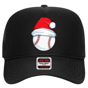 Christmas Baseball Xmas Santa Hat Ball High Crown Mesh Back Trucker Hat