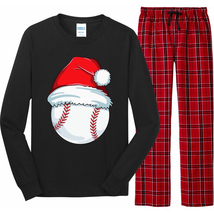 Christmas Baseball Xmas Santa Hat Ball Long Sleeve Pajama Set