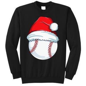 Christmas Baseball Xmas Santa Hat Ball Tall Sweatshirt