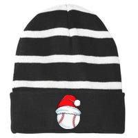 Christmas Baseball Xmas Santa Hat Ball Striped Beanie with Solid Band