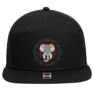 Cool Boho Yoga Elephant Dala Gift 7 Panel Mesh Trucker Snapback Hat