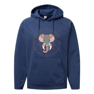 Cool Boho Yoga Elephant Dala Gift Performance Fleece Hoodie