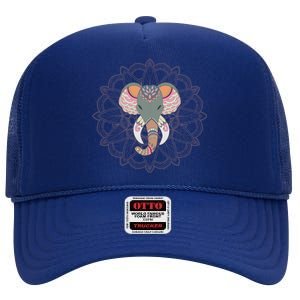 Cool Boho Yoga Elephant Dala Gift High Crown Mesh Back Trucker Hat