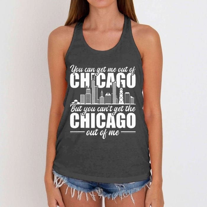 Chicago Born You Can'T Get The Chicago Out Of Me Women's Knotted Racerback Tank