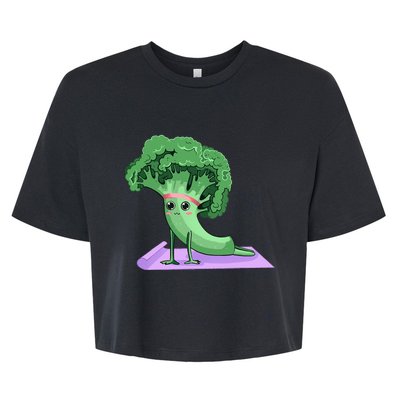 Cute Broccoli Yoga Pose Funny Yogi Broccoli Lover Bella+Canvas Jersey Crop Tee