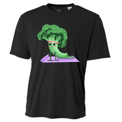 Cute Broccoli Yoga Pose Funny Yogi Broccoli Lover Cooling Performance Crew T-Shirt