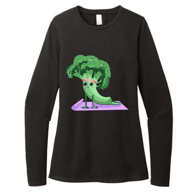 Cute Broccoli Yoga Pose Funny Yogi Broccoli Lover Womens CVC Long Sleeve Shirt