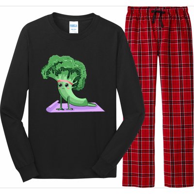 Cute Broccoli Yoga Pose Funny Yogi Broccoli Lover Long Sleeve Pajama Set