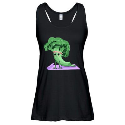 Cute Broccoli Yoga Pose Funny Yogi Broccoli Lover Ladies Essential Flowy Tank