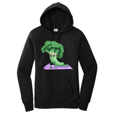 Cute Broccoli Yoga Pose Funny Yogi Broccoli Lover Women's Pullover Hoodie